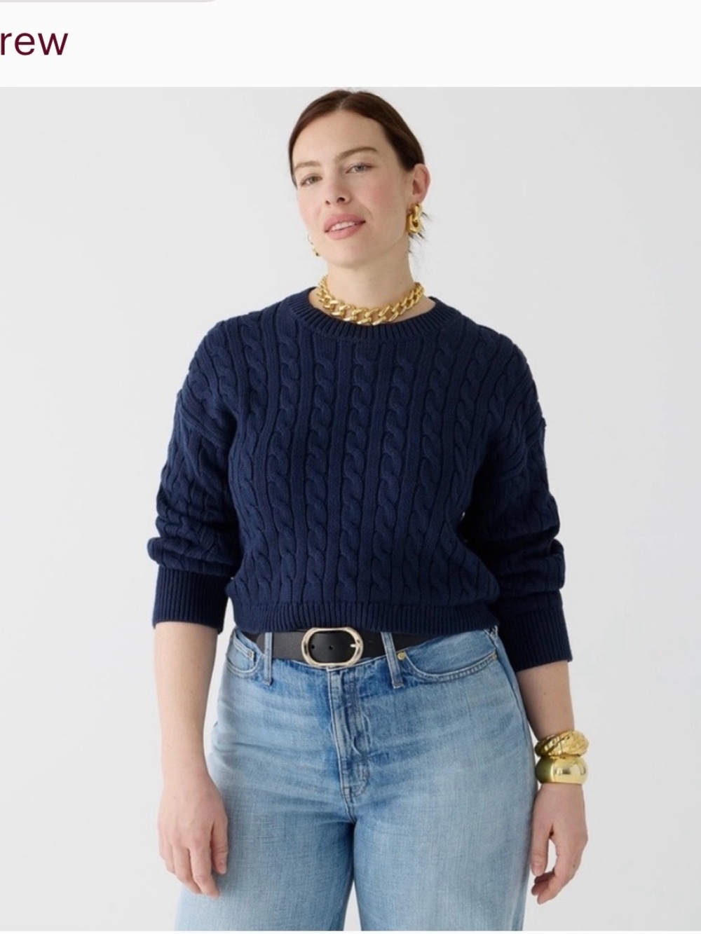 J. Crew Navy Cable Crewneck Sweater